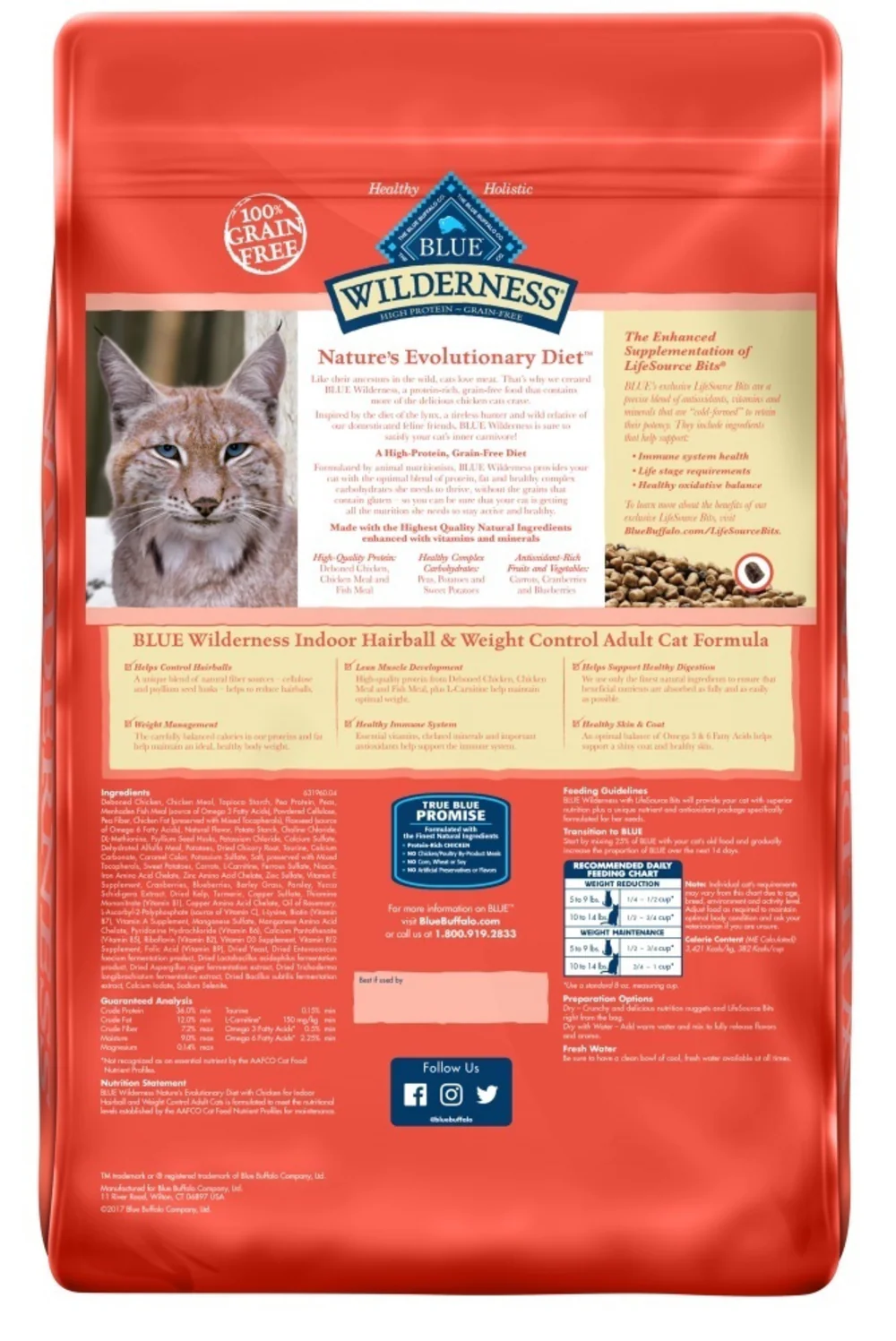Blue Buffalo Wilderness High-Protein Grain-Free Indoor Adult Hairball & Weight Control Chicken Recipe Dry Cat Food - Image 2