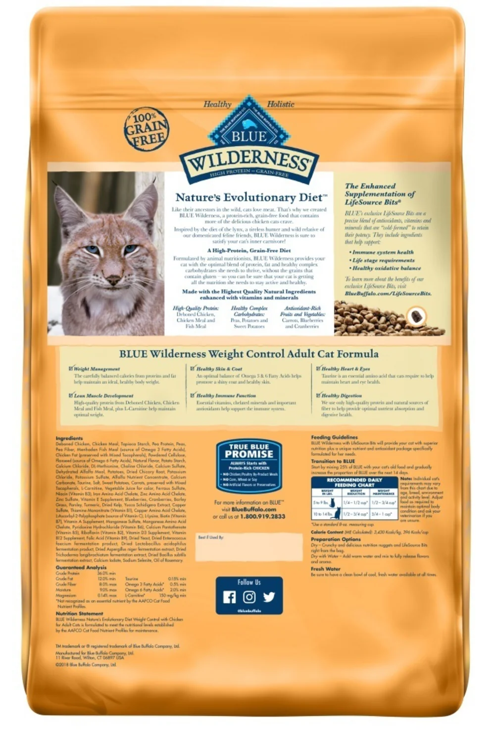 Blue Buffalo Wilderness High-Protein Grain-Free Adult Weight Control Chicken Recipe Dry Cat Food - Image 2