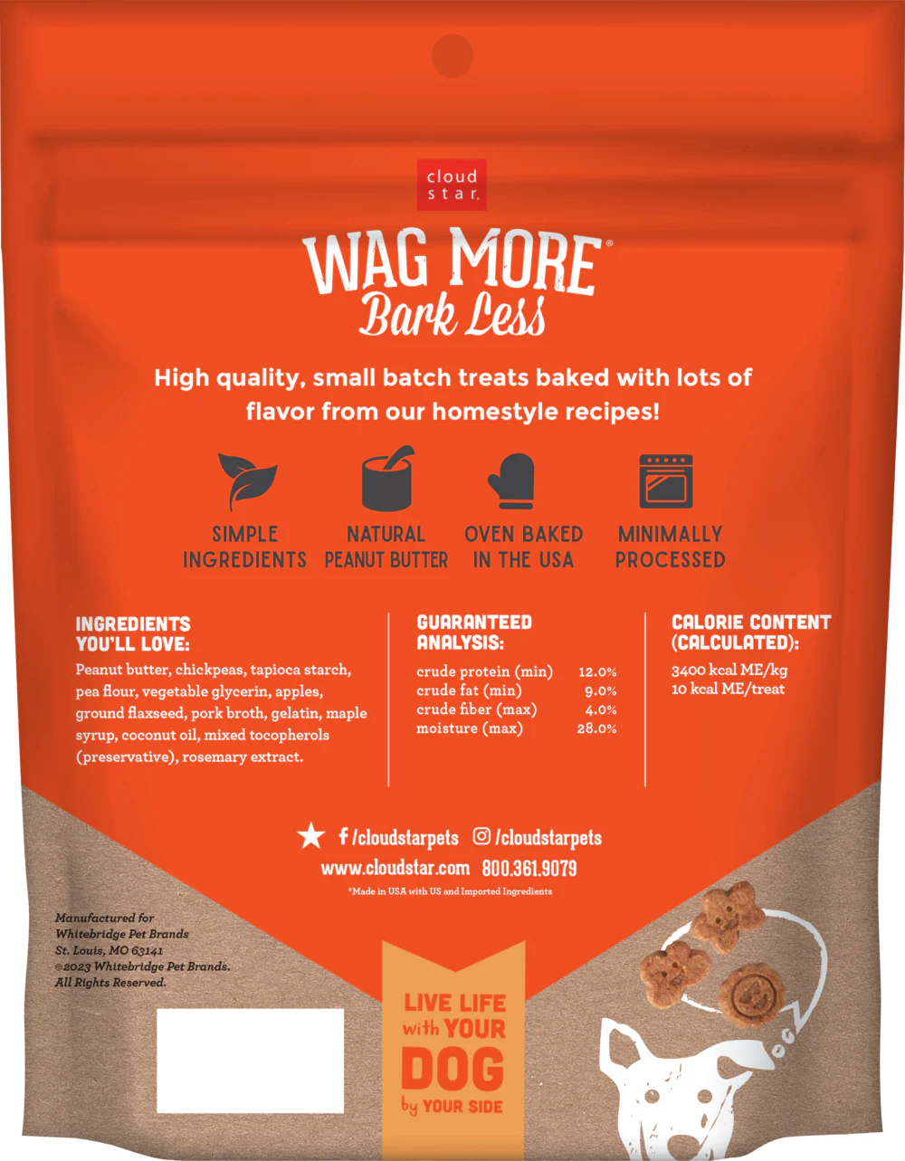 Cloud Star Wag More Bark Less Soft Chews Grain Free Peanut Butter & Apples Dog Treats - Image 2