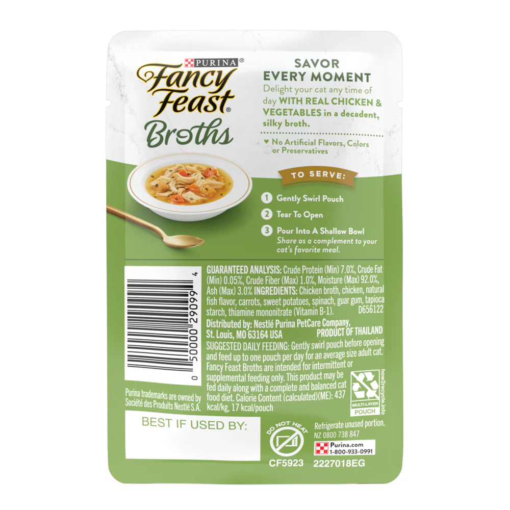 Fancy Feast Classic Broths with Chicken & Vegetables Supplemental Cat Food Pouches - Image 2