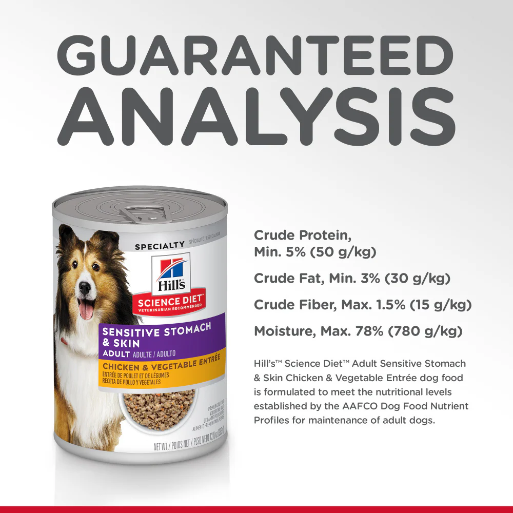 Hill's Science Diet Adult Sensitive Stomach & Skin Chicken & Vegetable Entree Canned Dog Food - Image 6