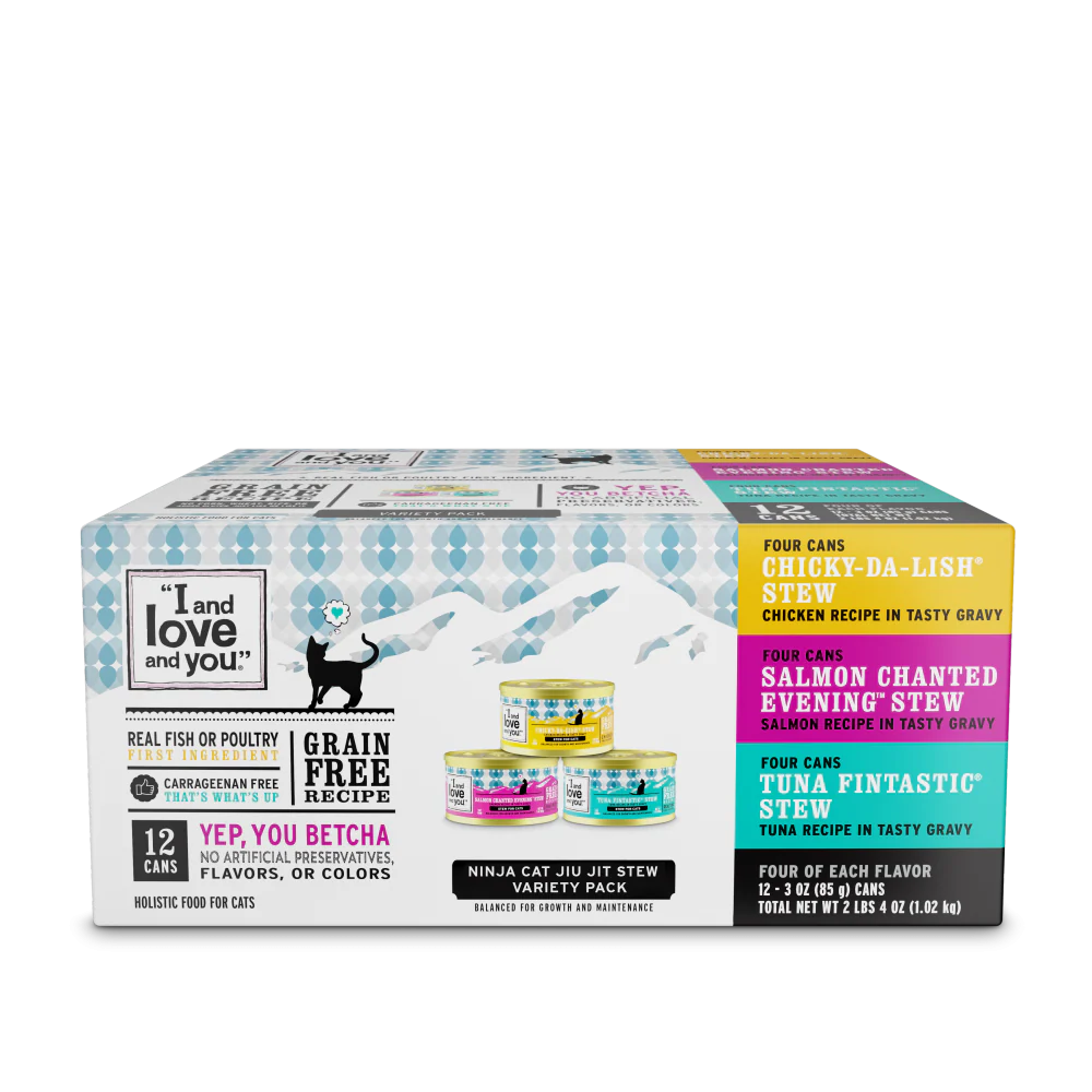 I and Love and You Chicky-Da-Lish, Salmon Chanted Evening and Tuna Fintastic Stew Multi-Pack Canned Cat Food