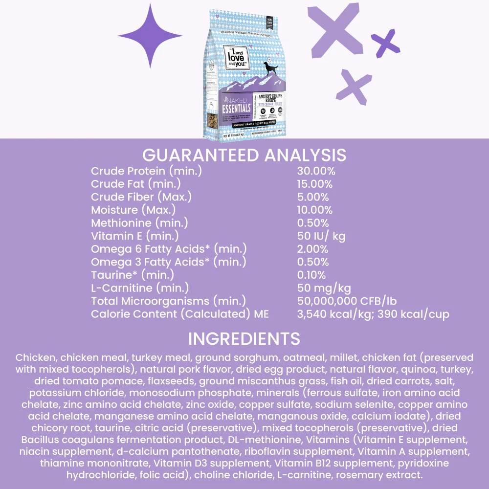 I and Love and You Naked Essentials Ancient Grain Chicken & Turkey Recipe Dry Dog Food - Image 7