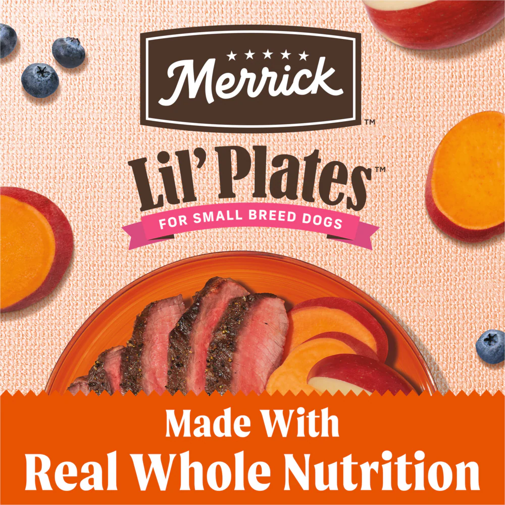 Merrick Lil Plates Small Breed Dog Food Grain Free Real Texas Beef & Sweet Potato Recipe Small Dog Food - Image 2