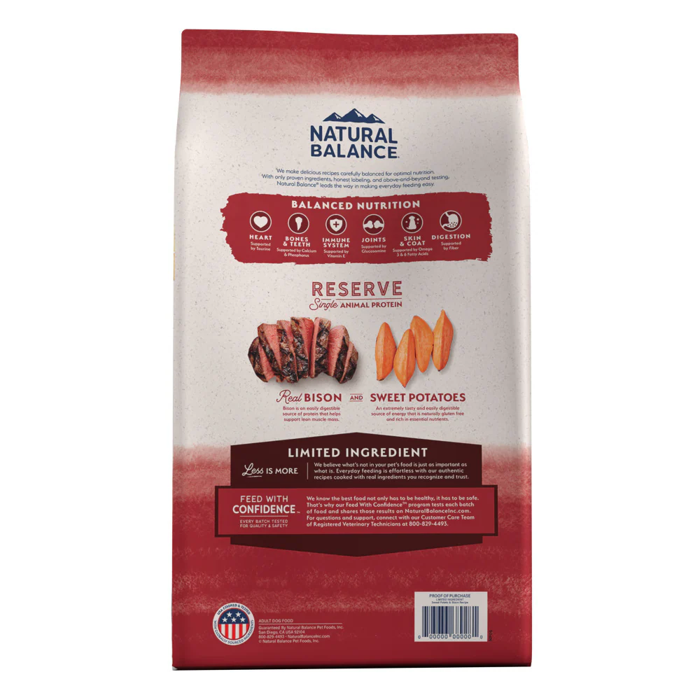 Natural Balance Limited Ingredient Reserve Grain Free Sweet Potato & Bison Recipe Dry Dog Food - Image 4