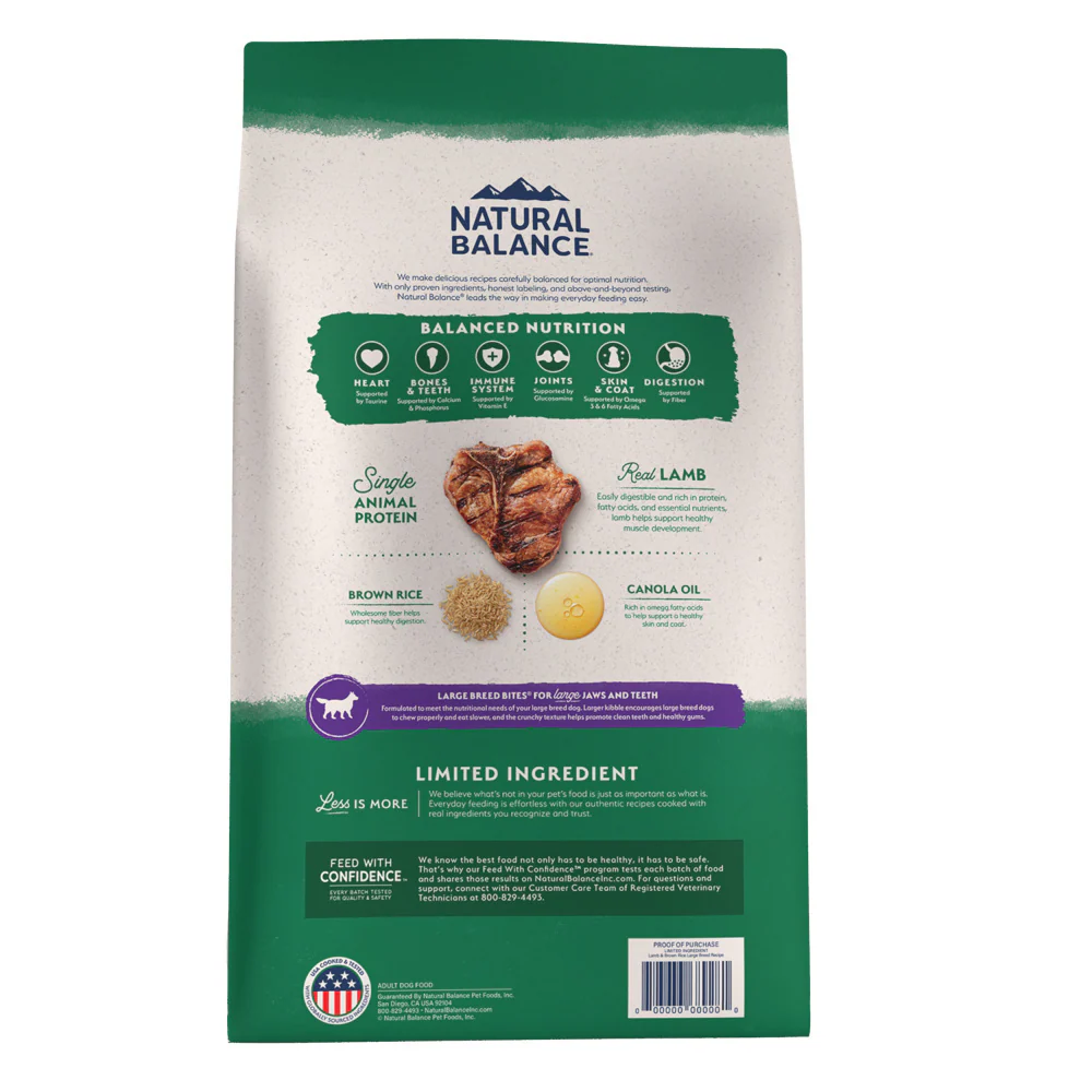 Natural Balance Limited Ingredient Lamb & Brown Rice Large Breed Recipe Dry Dog Food - Image 4