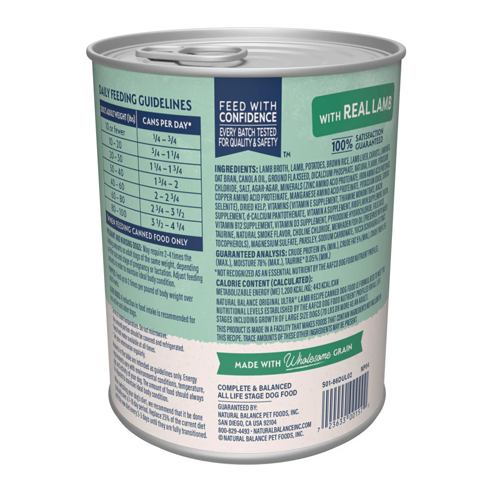Natural Balance Original Ultra Lamb Recipe Canned Wet Dog Food - Image 3