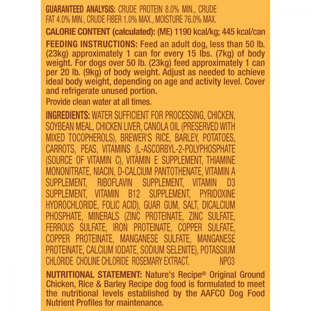 Nature's Recipe Easy to Digest Chicken Rice Barley Homestyle Ground Canned Dog Food - Image 3