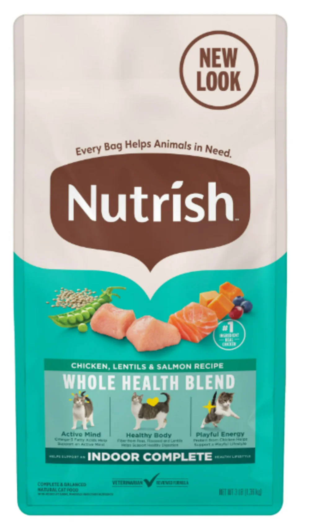 Rachael Ray Nutrish Indoor Complete Chicken & Salmon with Lentils Recipe Dry Cat Food - Image 2
