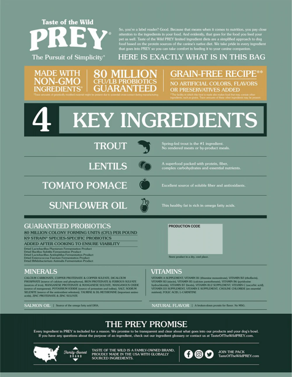 Taste Of The Wild Grain Free Prey Limited Ingredient Trout Dry Dog Food - Image 2