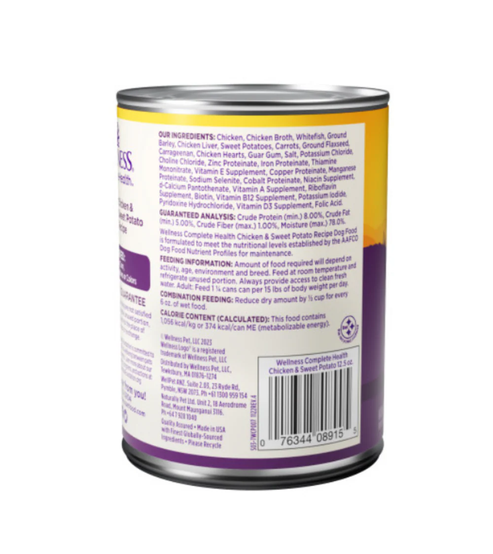 Wellness Complete Health Natural Chicken and Sweet Potato Recipe Wet Canned Dog Food - Image 2