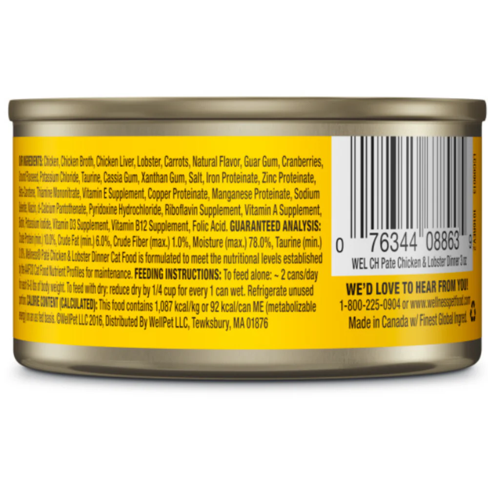 Wellness Complete Health Natural Grain Free Chicken and Lobster Pate Wet Canned Cat Food - Image 2
