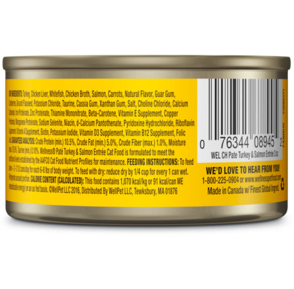 Wellness Complete Health Natural Grain Free Turkey and Salmon Pate Wet Canned Cat Food - Image 2