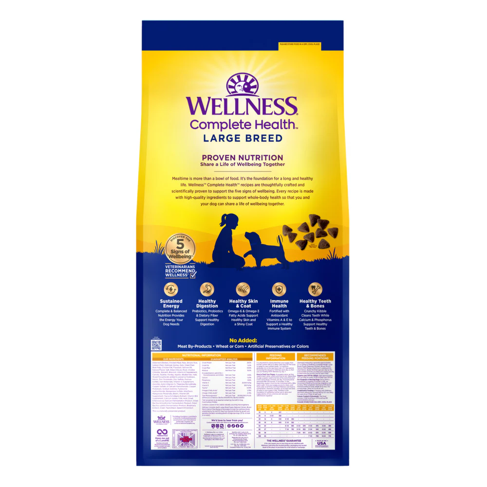 Wellness Complete Health Natural Large Breed Puppy Chicken, Brown Rice and Salmon Recipe Dry Dog Food - Image 3