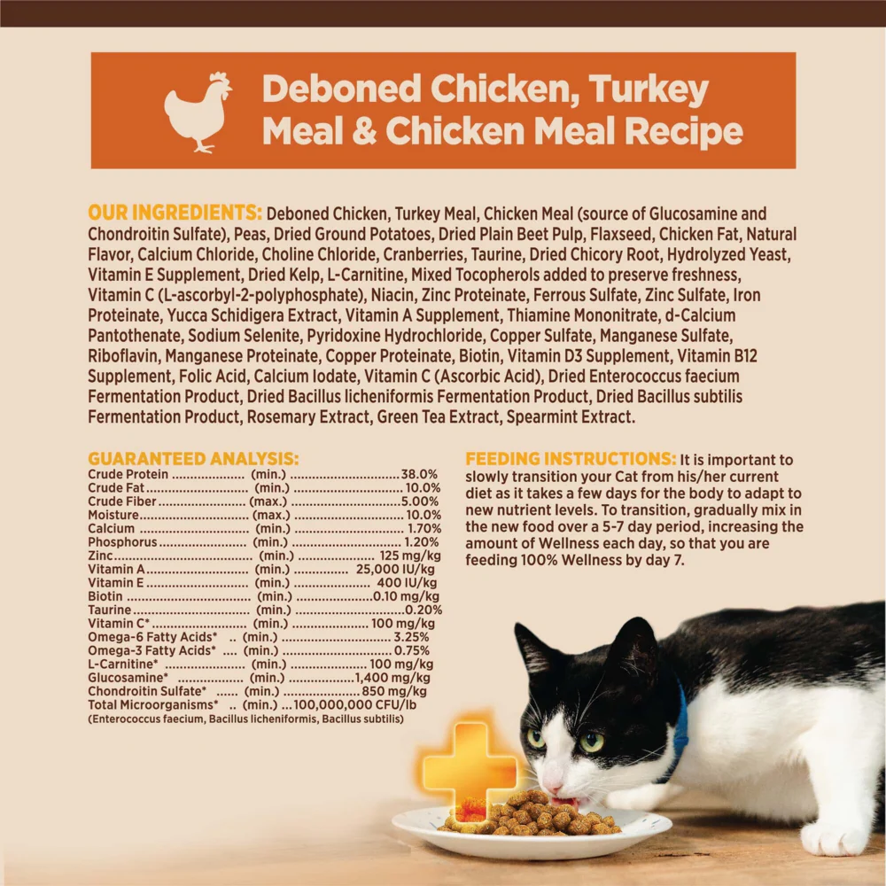 Wellness CORE Grain Free Natural Indoor Health Chicken and Turkey Recipe Dry Cat Food - Image 10