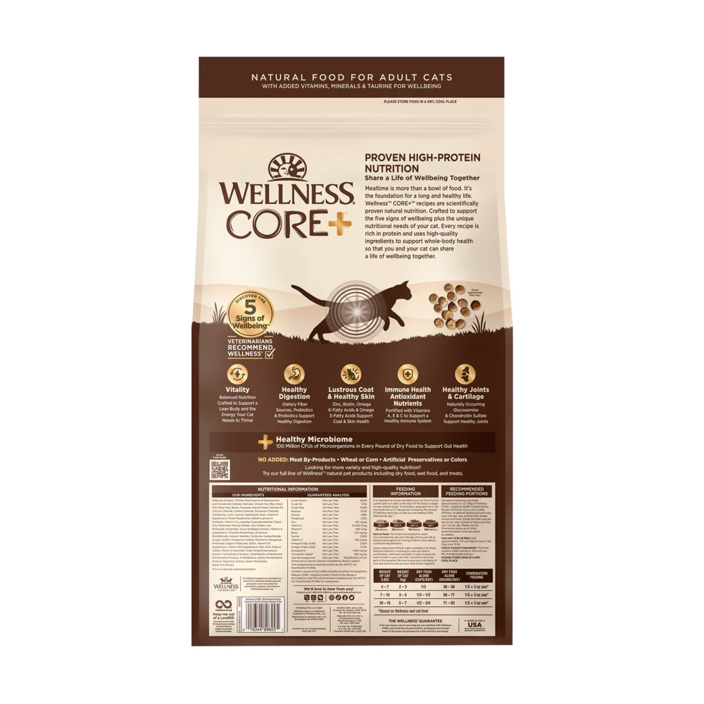 Wellness CORE Grain Free Natural Indoor Health Chicken and Turkey Recipe Dry Cat Food - Image 4