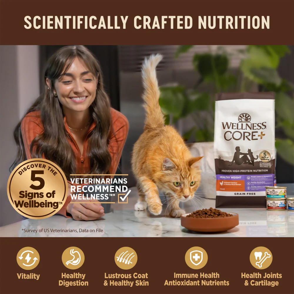 Wellness CORE Grain Free Natural Indoor Health Chicken and Turkey Recipe Dry Cat Food - Image 8