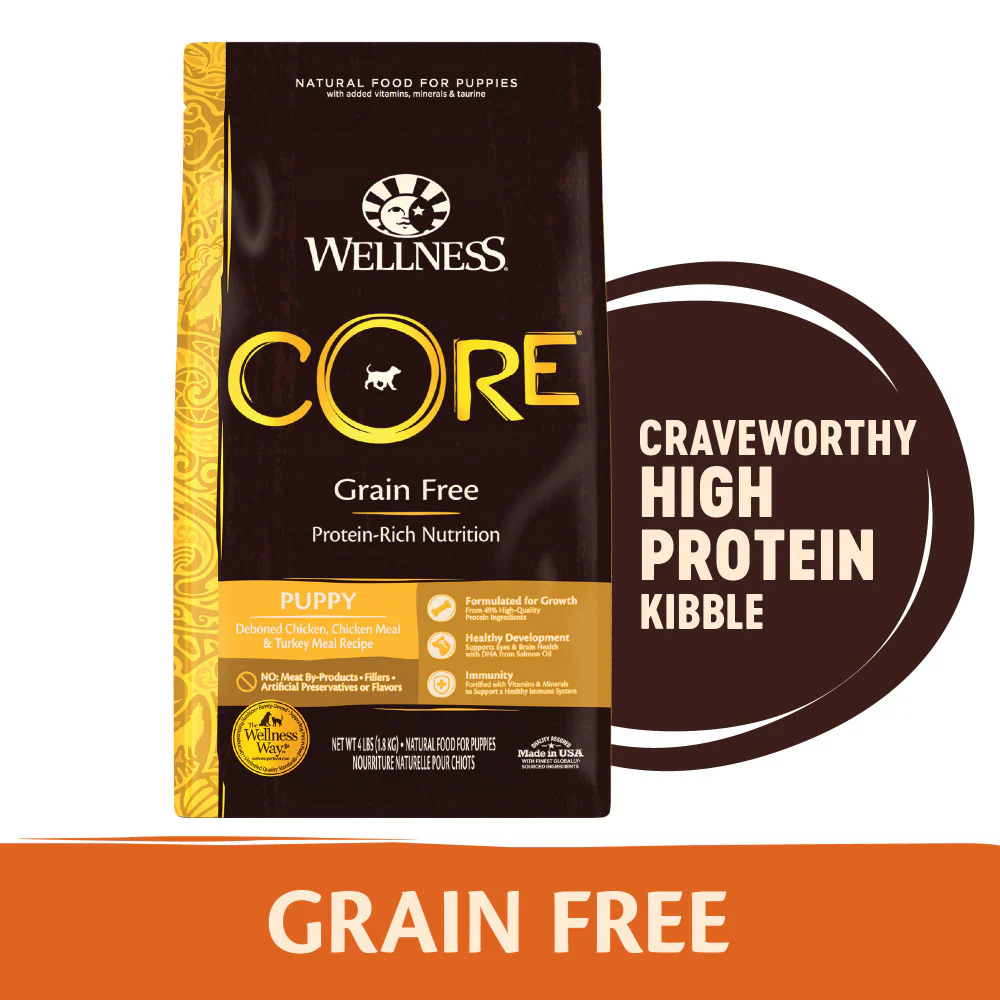 Wellness CORE Grain Free Natural Puppy Health Chicken & Turkey Recipe Dry Dog Food - Image 4