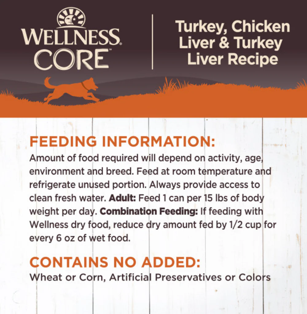 Wellness CORE Grain Free Natural Turkey, Chicken and Turkey Liver Recipe Wet Canned Dog Food - Image 3