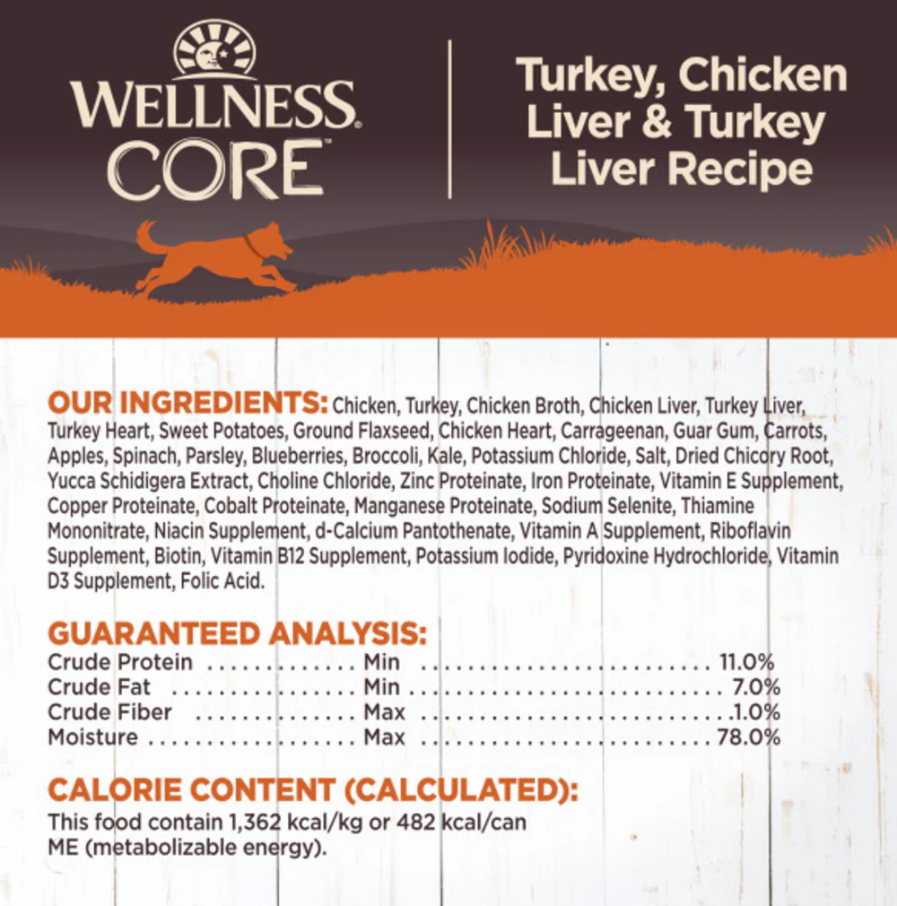 Wellness CORE Grain Free Natural Turkey, Chicken and Turkey Liver Recipe Wet Canned Dog Food - Image 4