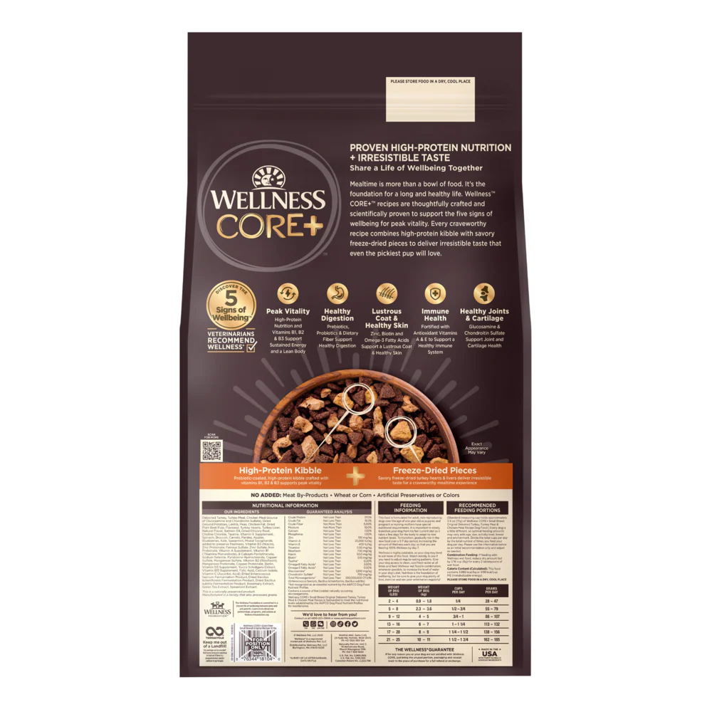 Wellness CORE RawRev Natural Small Breed Grain Free Original Turkey & Chicken with Freeze Dried Turkey Dry Dog Food - Image 3
