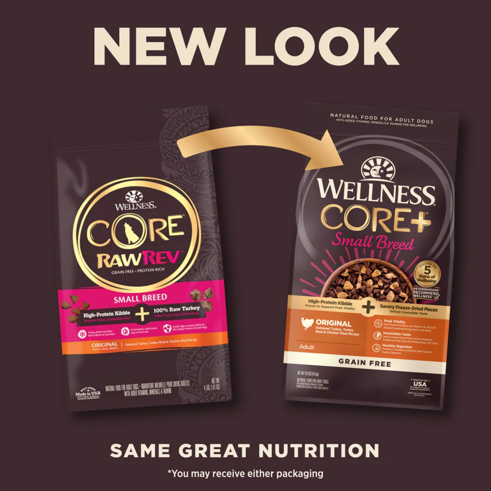 Wellness CORE RawRev Natural Small Breed Grain Free Original Turkey & Chicken with Freeze Dried Turkey Dry Dog Food - Image 4