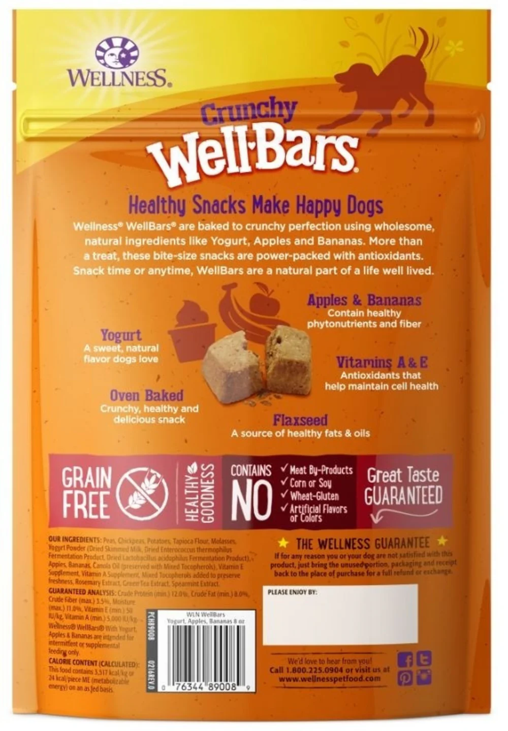 Wellness Natural Grain Free Wellbars Crunchy Yogurt, Apples and Bananas Recipe Dog Treats - Image 2